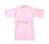 TDEOK Peignoir pour fille en satin-soie type kimono, robe pour enfant de style japonais avec fleurs, peignoir de nuit long pour enfants avec ceinture, peignoir pour le spa, mariage, fête, Rose, 14
