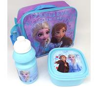 TDL Disney Frozen Ensemble-Cadeau Sac Isotherme + Bidon + Boîte À Déjeuner - Licence Officielle - Lunch Bag + Sports Bottle + Sandwich Box - Gift Bundle