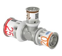 té à sertir - réduit - s-press plus - 25 mm vers 16 mm vers 20 mm - uponor 1070573