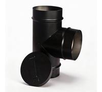 Té de cheminée 3 voies en acier inoxydable pour cheminée à bois | Tuyau de ventilation en T avec haute température pour revêtement et bouchon de cheminée, connecteur de poêle 100/125 mm