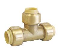 SOMATHERM FOR YOU, Té laiton égal à clipser pour tubes cuivre, PER ou multicouche Ø16 mm, installation rapide et facile, raccord démontable, durable, pression max 4 bars, température max 90°C