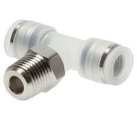 té en ligne 10mm x R1/4'' Raccord enfichable à filetage mâle PA/Acier inoxydable EPDM FDA Rotatif