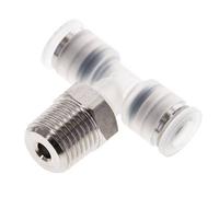 té en ligne 6mm x R1/4'' Raccord enfichable à filetage mâle PA/Acier inoxydable EPDM FDA Rotatif