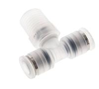 Té en ligne 6mm x R1/4'' Raccord enfichable à filets mâles Laiton/PA 66 NBR Rotatif