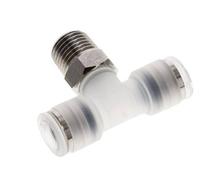 té en ligne 8mm x R1/4'' Raccord enfichable à filetage mâle PA/Acier inoxydable EPDM FDA Rotatif