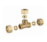 Té laiton bicone égal pour tube cuivre - Ø 12 mm - 512-12L1