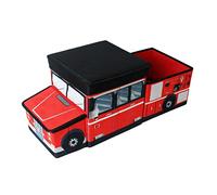 TE-Trend Pliable Pompier Voiture Rangement Ordnungsbox Coffret de Jeux Enfants Garçons Jeu de Témoigne Calme Tabouret Couvercle Rouge Multicolore