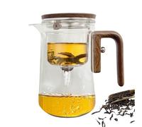 Tea Infuseur Teapot - Glass Wood 15.5x8.5cm Transparent Carafe | Filtre à eau Têa Leaves Filter with Wooden Handle Loose Leaf Brewing | Magic Glass Tea Steeper Home Apartment Dormitory School Kitchen