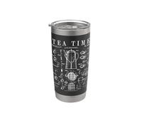 Tea Lover Pot à tasse avec passoire Motif vintage Gobelet isotherme en acier inoxydable double paroi