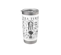 Tea Lover Pot à tasse avec passoire Motif vintage Gobelet isotherme en acier inoxydable double paroi
