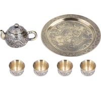 Tea Pot Vintage Métal exquis Motif en relief et marocain avec déplacement d'assiette pour décoration de table Cadeau