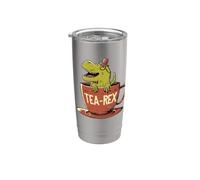 Tea Rex, mignon dinosaure dans une tasse à thé, Funny T-Rex Eduely Gobelet isotherme en acier inoxydable double paroi