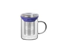 TEA SHOP - All in One Mug Mallow - Tasse en verre résistant à la chaleur avec infuseur en acier inoxydable et revêtement en silicone