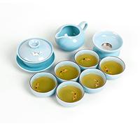 TEA SOUL B6021455 Service à Thé Porcelaine Céladon Bleu 37 x 26,50 x 10,80 cm