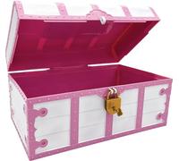 Teacher Created Resources Coffre au trésor rose et blanc avec serrure et clé (TCR6055)