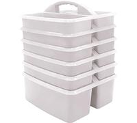 Teacher Created Resources Lot de 6 boîtes de rangement portables en plastique blanc pour salles de hambre d'enfant et bureau, 3 compartiments