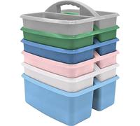 Teacher Created Resources Lot de 6 boîtes de rangement portables en plastique pour salles de hambre d'enfant et bureau, 3 compartiments
