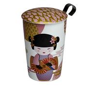 TEAEVE Théière en Porcelaine Geisha Rose de 350 ML avec infuseur INOX et Couvercle
