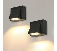 Tealight 2 Pièces Applique Murale Exterieure 5W, 3000K, IP65 Etanche | Lumière Chaude Lampe Murale LED, Carrée Aluminium Applique Exterieur pour Jardin Porche Garage Patio Chambre Salon