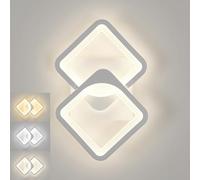 Tealight Applique Murale Intérieur LED 21W, Tricolore de lumière, Carrée | 3 Température de Couleur Lampe Murale Moderne en Acrylique Veilleuse pour Chambre à Coucher Bureau Couloir Salon, Blanc