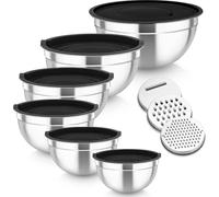 TEAMFAR Ensemble de bols à mélanger Acier inoxydable Noir Empilable 6pcsø 4,6L/2,8L/2,5L/1,6L/1,2L/0,7L