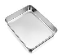 TEAMFAR Plaque de cuisson profonde en acier inoxydable, 26,5 x 20,5 x 4,7 cm, rectangulaire, pour gâteaux, lasagnes, brownies, saines, faciles à nettoyer et passent au lave-vaisselle