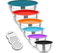 TEAMFAR Set de bol à mélanger en acier inoxydable avec couvercle & embouts à râper