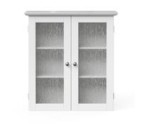 Teamson Home Armoire Murale Connor pour Salle de Bain Elegant Home Fashions avec 2 Portes en Verre Blanc ELG-581, 20,3 x 56,5 x 63,5
