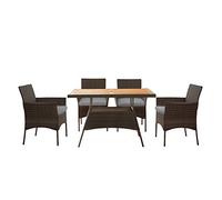 Teamson Home Ensemble 1 Table et 4 chaises de Jardin extérieur 5 pièces Imitation rotin Coussins Amovibles Marron/Gris PT-OF0021A