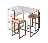 Teamson Home Ensemble Table de Petit-déjeuner Marmo avec Plateau Faux marbre, Finition cuivre VNF-00084