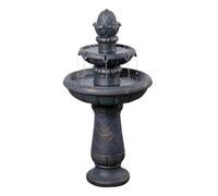 Teamson Home Fontaine Bain d’Oiseaux extérieure 99 cm à 2 Niveaux, Bassin Peu Profond, Finition Pierre cuivre Antique, Flux Doux
