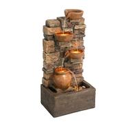 Teamson Home Fontaine Cascade 4 Niveaux Brun LED Jardin Exterieur
