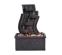 Teamson Home Fontaine d’intérieur décorative Cascade Chute d’Eau LED 4 Niveaux Moderne Gris foncé PT-TF0003-EU