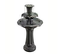 Teamson Home Fontaine de Jardin Cascade extérieur 3 Niveaux Chute d’Eau Effet Ardoise avec Pompe Gris foncé VFD8207-EU