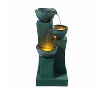 Teamson Home Fontaine d'eau extérieure à 3 étages de 28,54 pouces avec lumières LED, vert, Teamson Home