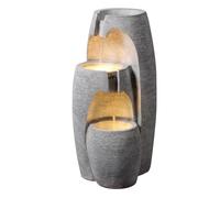 Teamson Home Fontaine Moderne 3 Niveaux Cascade exterieure LED Douce reglable urne Decorative Gris