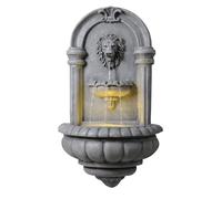 Teamson Home Fontaine Murale tête de Lion 81 cm Effet Pierre, éclairage LED intégré et Design Classique, Pierre Naturelle