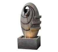 Teamson Home Fontaine Ovale Moderne Cascade Exterieure Led Chaude Debit Reglable Compacte Gris Gris