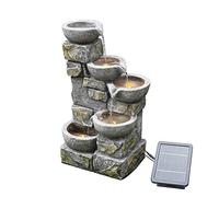 Teamson Home Fontaine Solaire Extérieure 3 Niveaux Cascade Moderne Grise 76 cm