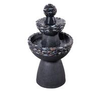 Teamson Home Fontaine Zen 3 Niveaux Cascade Extérieure Finition Pierre Gris Foncé Gris