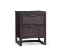 Teamson Home Hatteras Table de Chevet 51 cm, Finition Moka Espresso | 2 tiroirs rotin, Rangement Compact