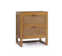 Teamson Home Hatteras Table de Chevet 51 cm, Finition Naturelle | 2 tiroirs rotin, Rangement Compact, Chambre