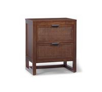 Teamson Home Hatteras Table de Chevet Finition Noyer | 51 cm, 2 tiroirs rotin, Rangement Compact Chambre