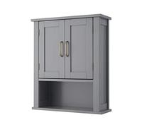 Teamson Home Mercer Meubles de Salle de Bain en Bois Meuble de Rangement Mural pour médicaments avec étagère Ouverte Gris EHF-F0019
