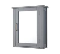 Teamson Home Meubles de Salle de Bain en Bois Armoire à Pharmacie Murale avec Miroir avec étagère réglable Gris EHF-F0021
