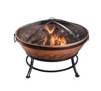 Teamson Home Outdoor 34 Pouces Rond En Acier En Bois Burning Fire Pit Marron
