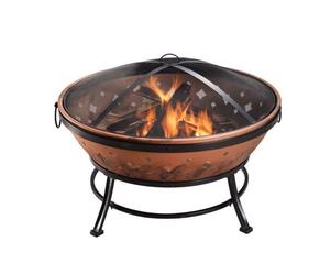 Teamson Home Outdoor 34 Pouces Rond En Acier En Bois Burning Fire Pit Marron