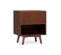 Teamson Home Tremolo Table de Chevet 51 cm avec 1 tiroir Push-Open, étagère Ouverte et détails cannelés, Noyer