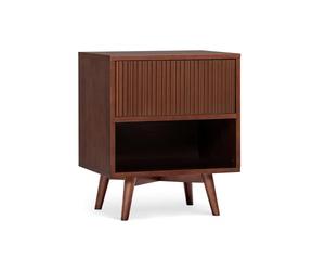 Teamson Home Tremolo Table de Chevet 51 cm avec 1 tiroir Push-Open, étagère Ouverte et détails cannelés, Noyer