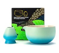 TEANAGOO Bol à Matcha en céramique japonaise avec support pour fouet,18 OZ.K31,Bleu Blanc Dégradé,Bol à Matcha Chawan,Bol à Matcha en céramique,Bols à Matcha...
